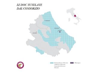 Map of four Abruzzo wine regions