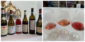 Cerasuolo wine bottles and filled glasses